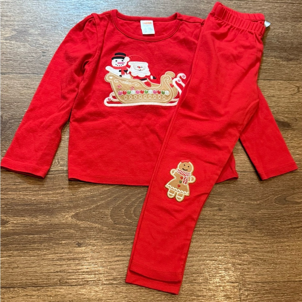 ITEM-SOLD
Gymboree appliqué Red Kids Pajamas with Santa and Gingerbread